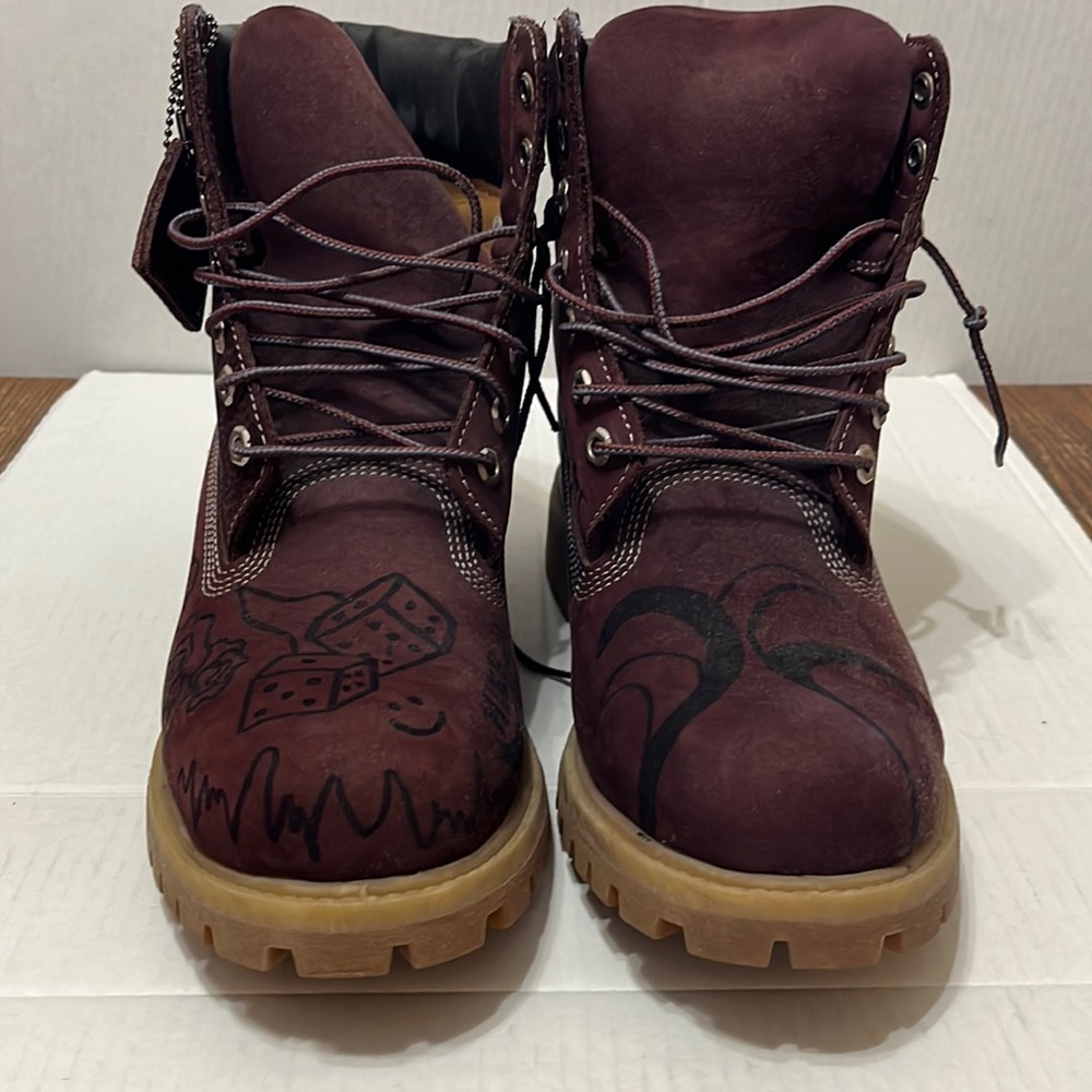 Timberland Burgundy Lace-Up Work Boots with Gum Sole